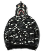 Bathing Ape Black and White Luminous Shark Coat High Quality Looped Fabric Hooded Shark Sweater